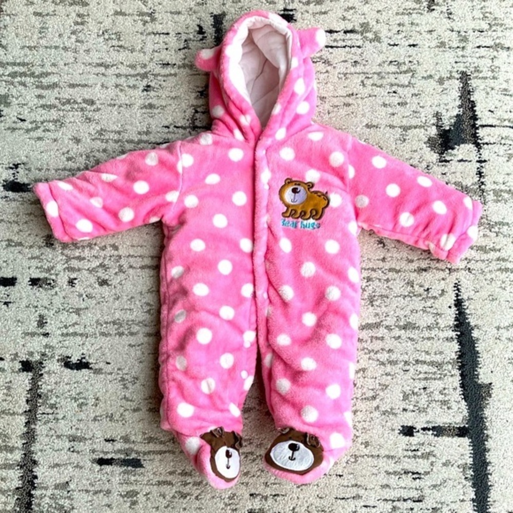 Pink Winter Jumpsuit/Snowsuit with Bear Decals